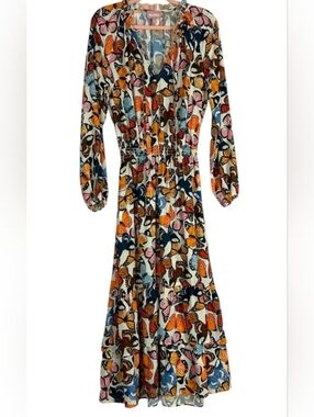 Show Me Your MuMu Multicolor Butterfly Long Baloon Sleeve Maxi Dress XS